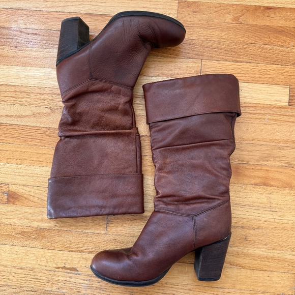 Vintage 80s Slouchy knee-high boots in rich chocolate/cognac brown leather 🤎 - Picture 1 of 12